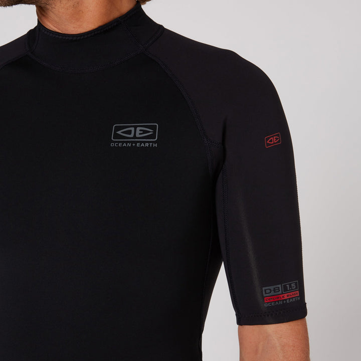 Ocean and Earth Double Black Short Sleeve Vest 1 5mm