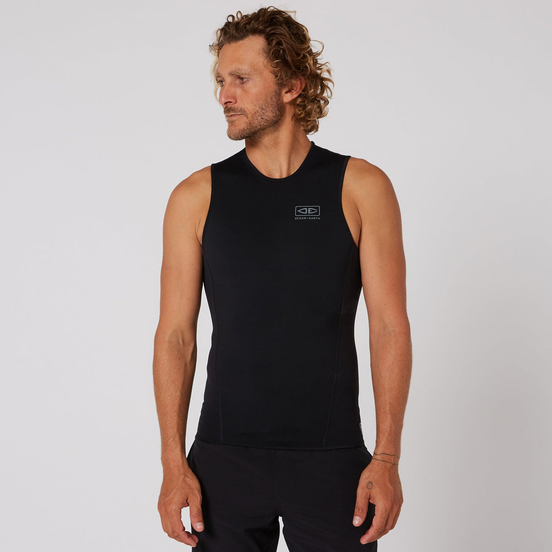 Ocean and Earth Double Black Sleeveless Vest 1 5mm