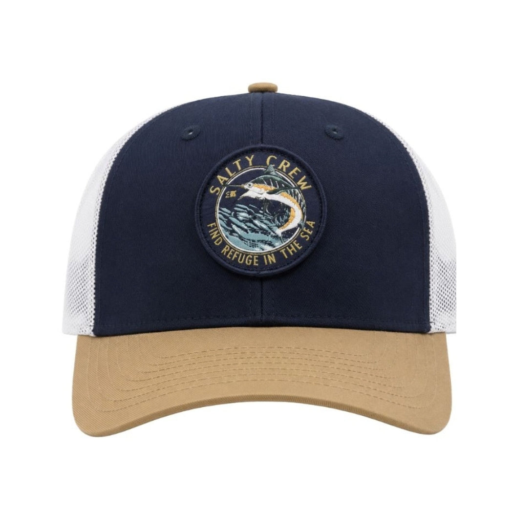 Salty Crew Bow Line Retro Trucker Navy Tan White
