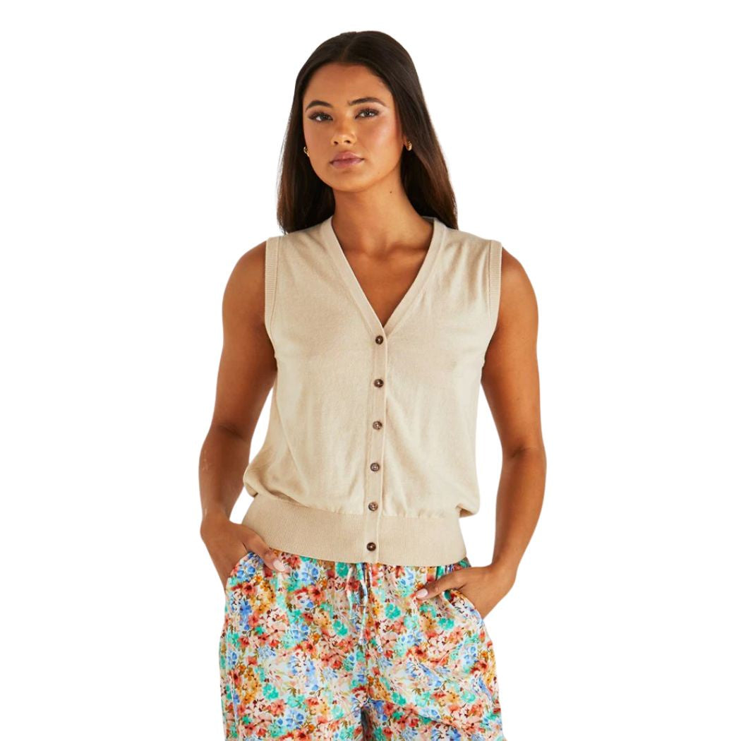 Sass Leo Knit Vest Oatmeal