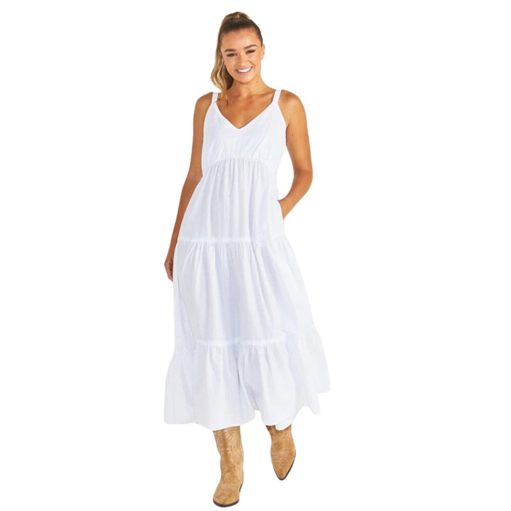 Sass Phillipa Tiered Maxi Dress White