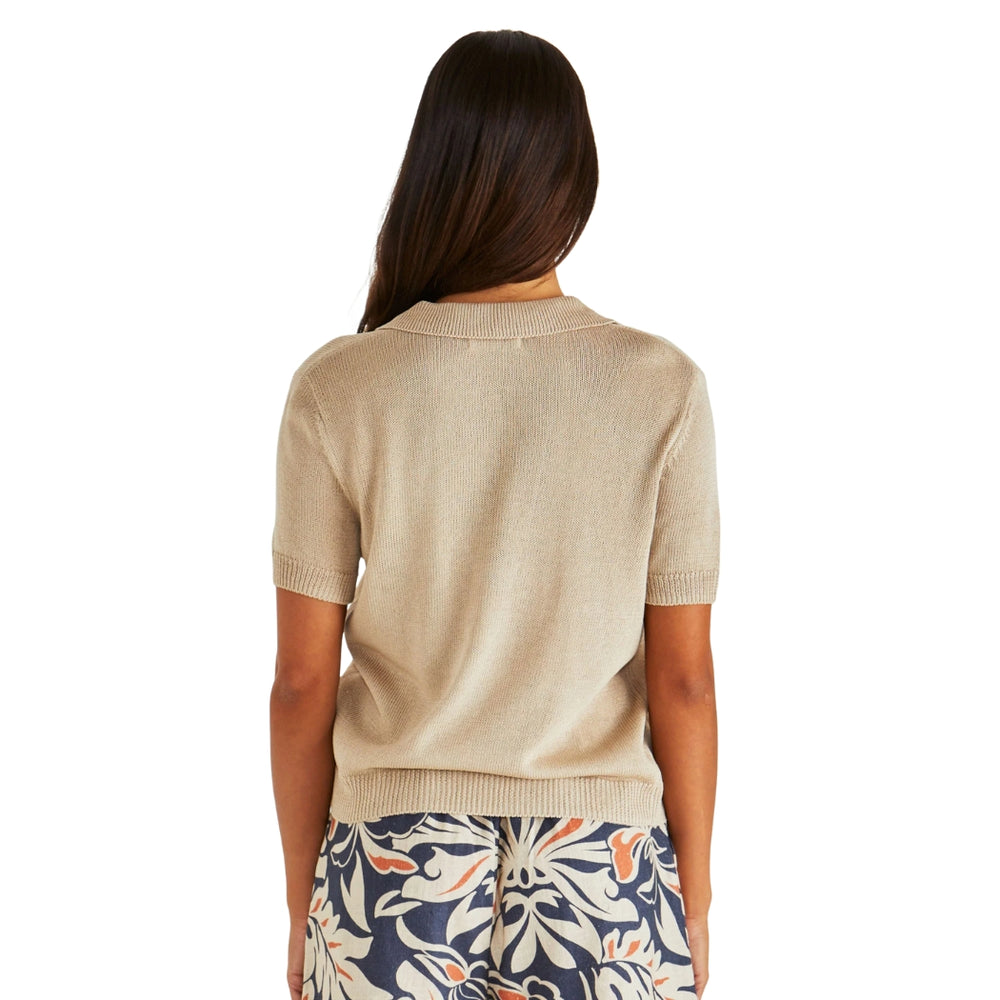 Sass Abbie Knit Polo Neutral