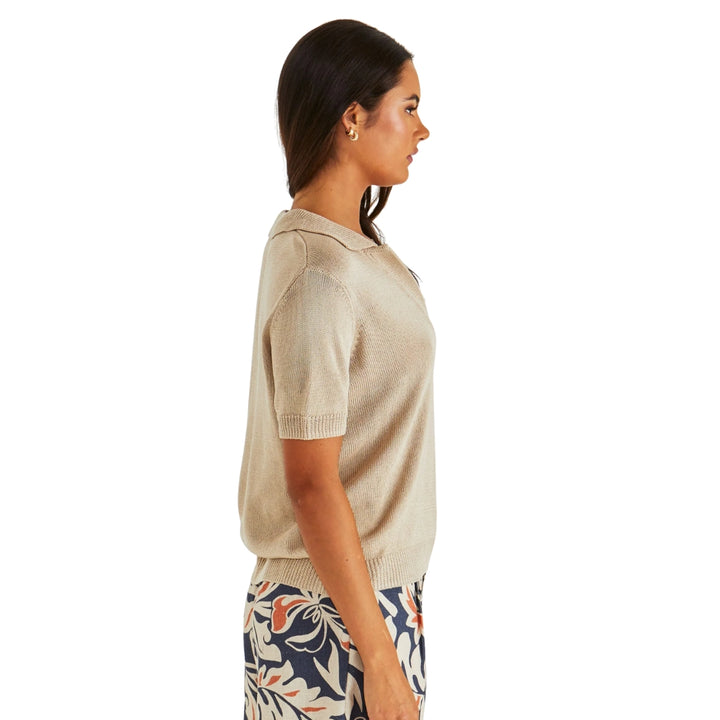 Sass Abbie Knit Polo Neutral