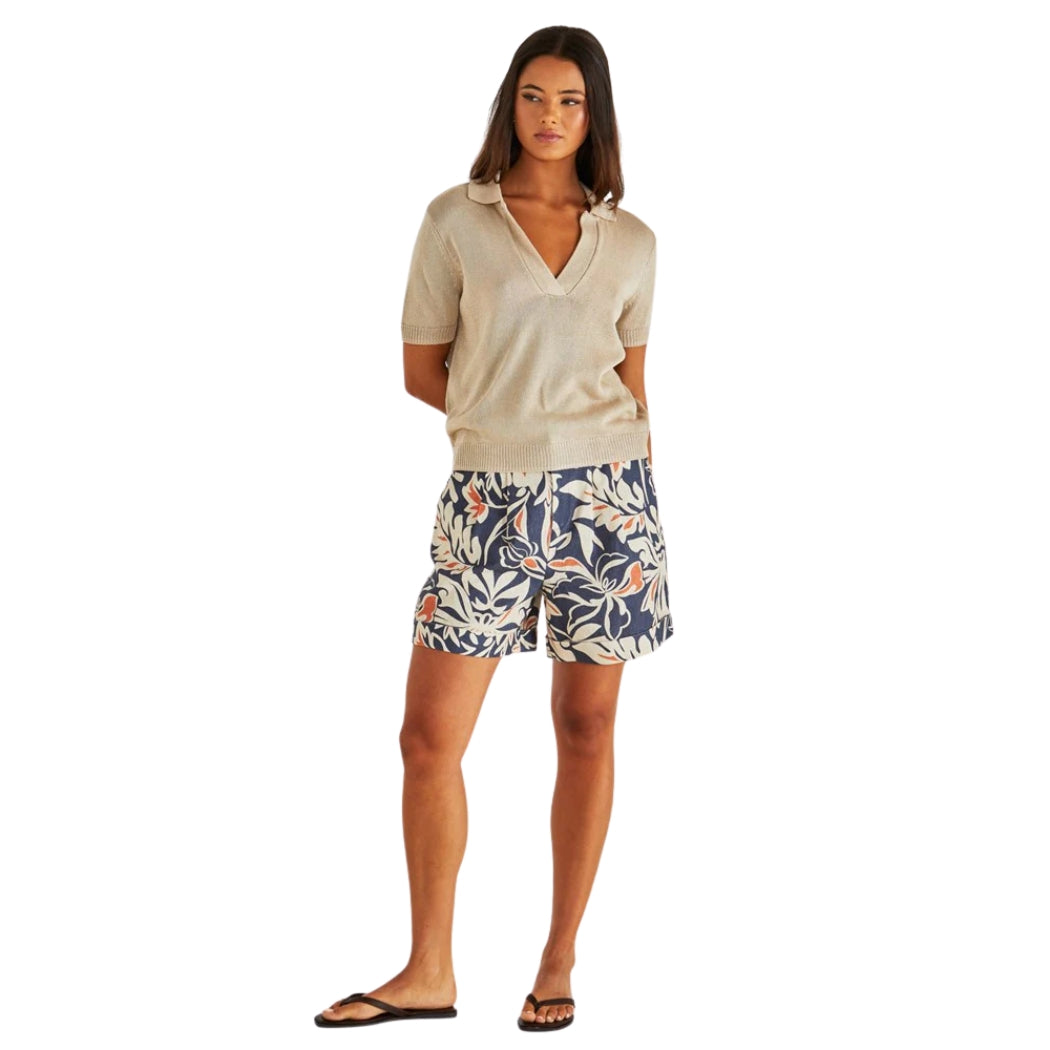 Sass Abbie Knit Polo Neutral