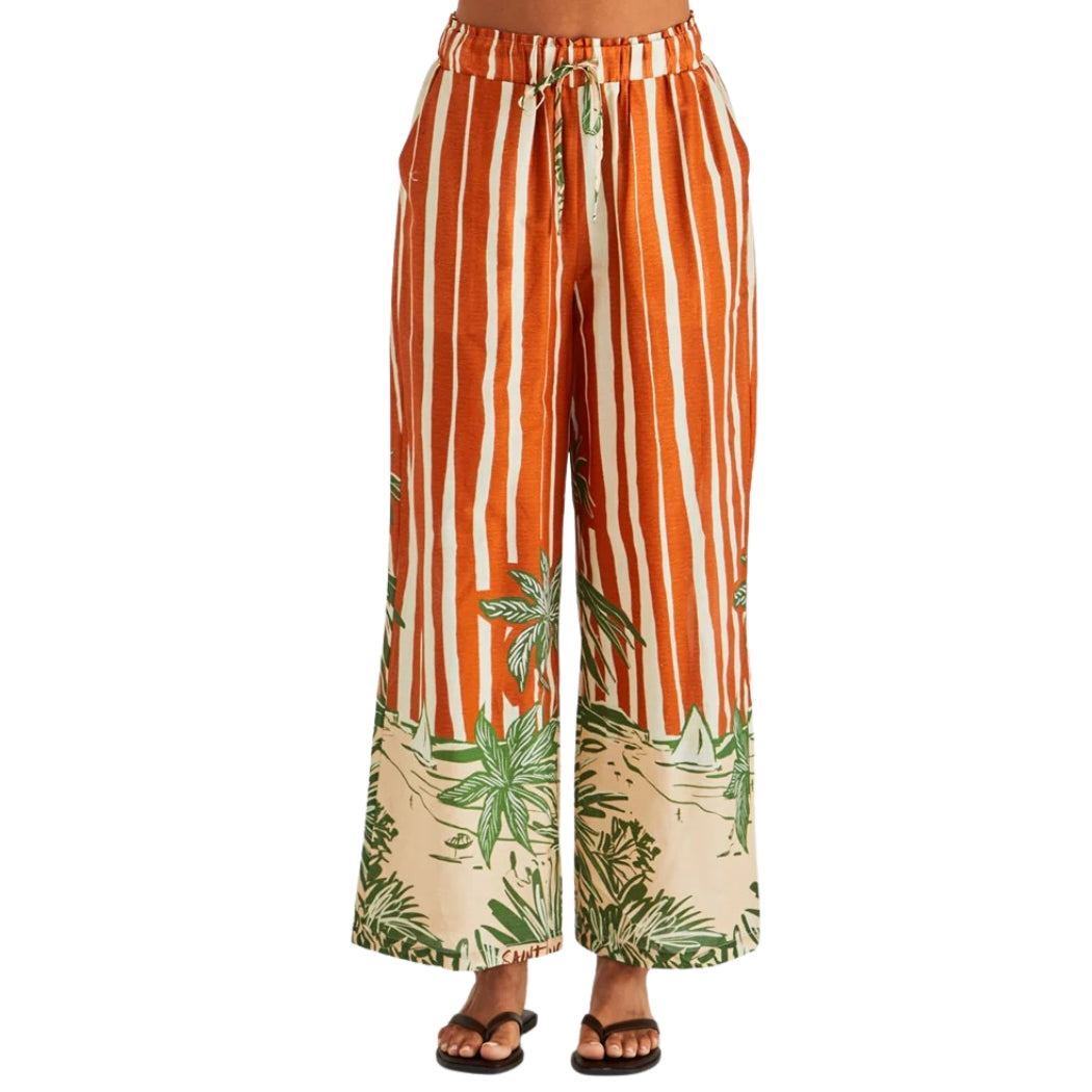 Sass Mina Elasticated Pant Palm Stripe
