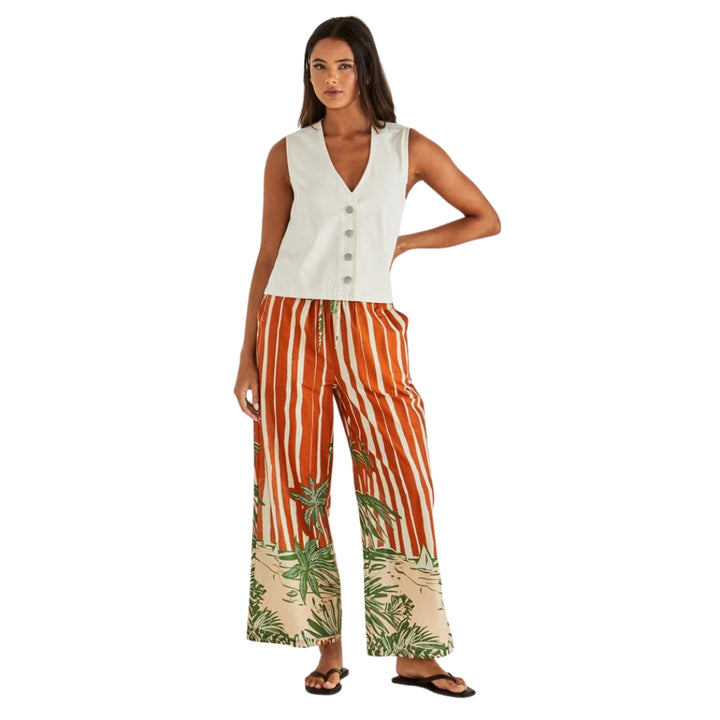 Sass Mina Elasticated Pant Palm Stripe