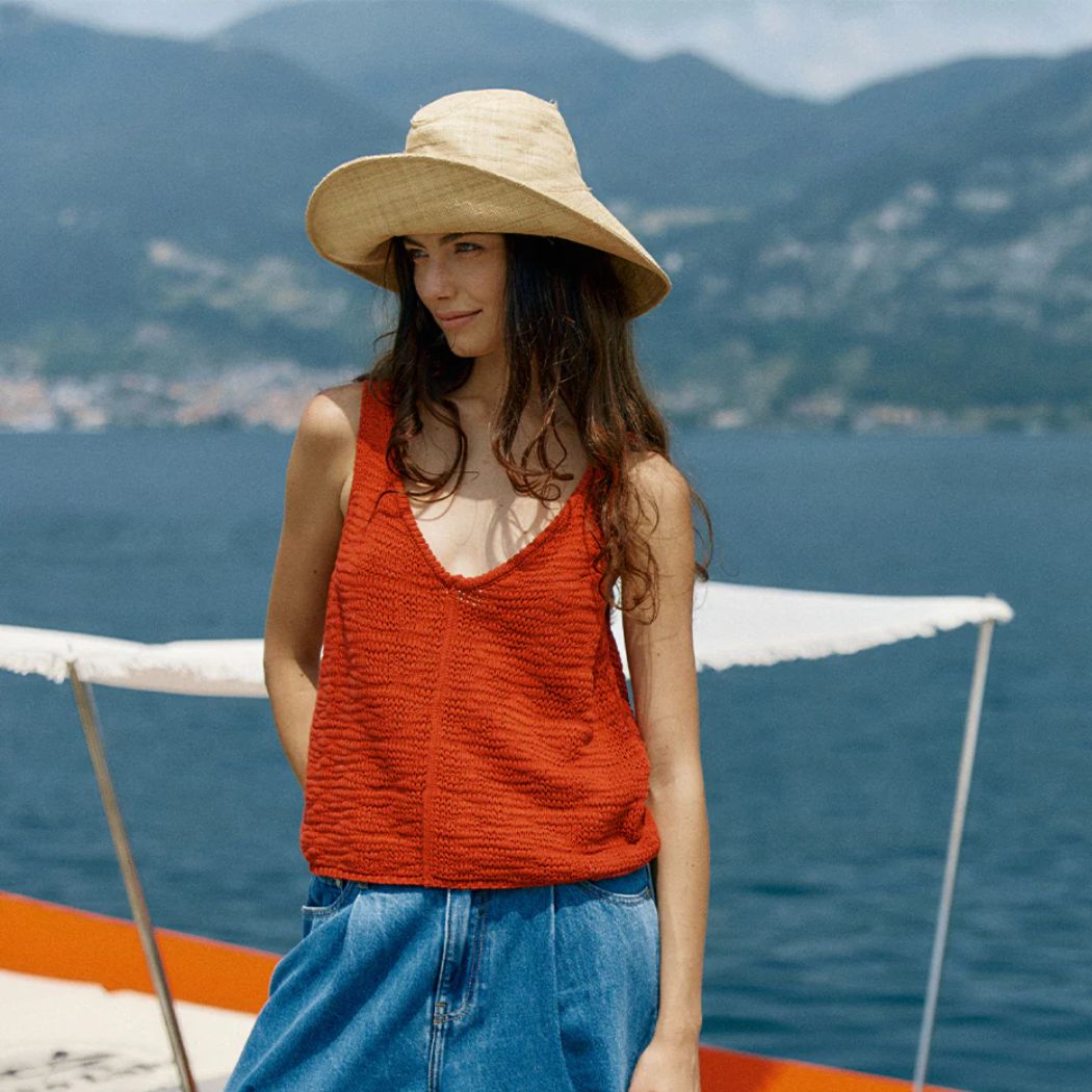 Sass Penn Knit Top Rust Red