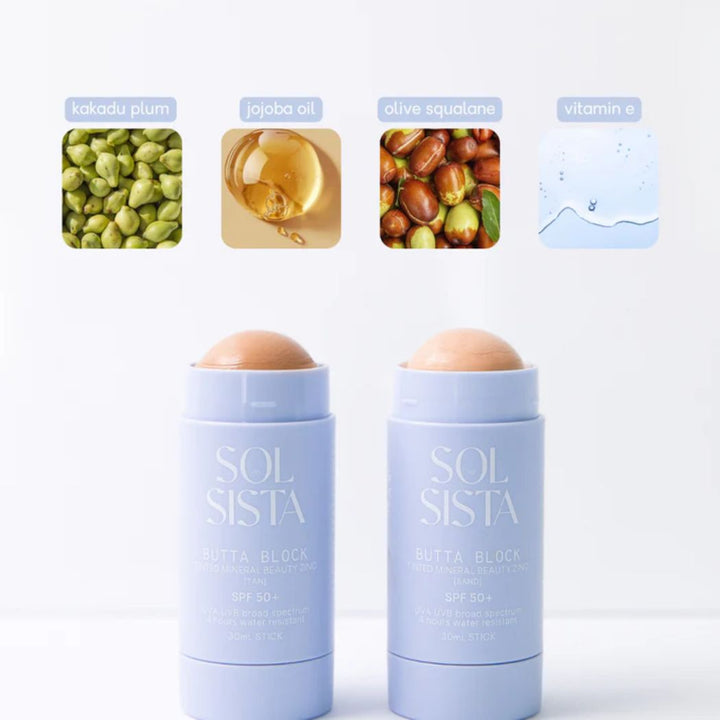 Sol Sista Butta Block Mineral Tinted SPF50+ Sunscreen Sand