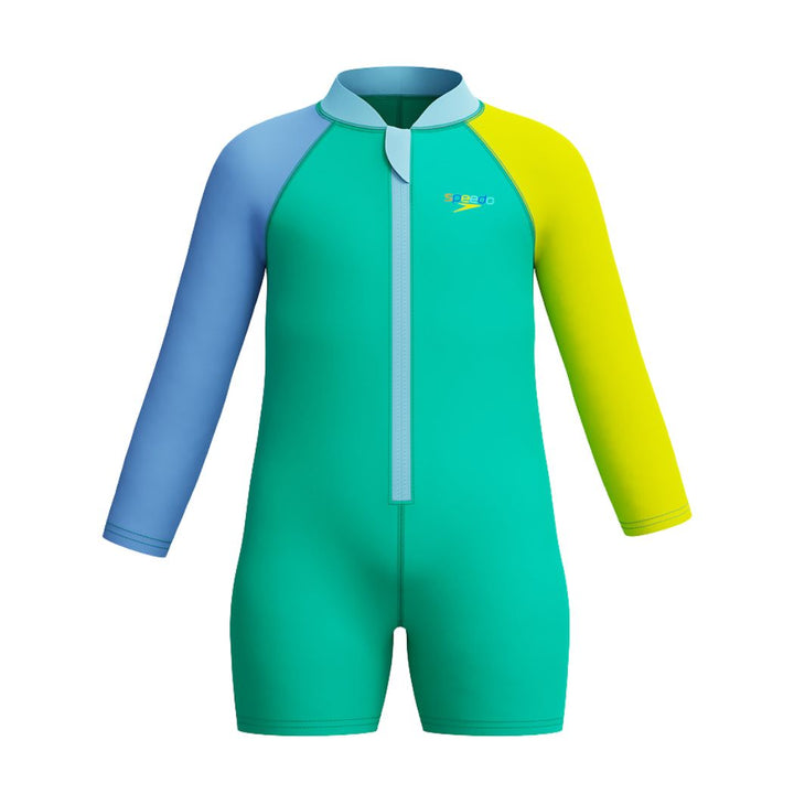 Speedo Toddler Long Sleeve Zip Sunsuit Marine Teal