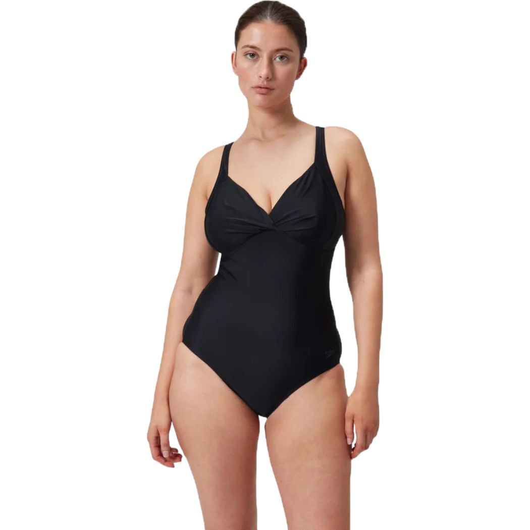 Speedo Womens Shaping Cross Knot One Piece Black