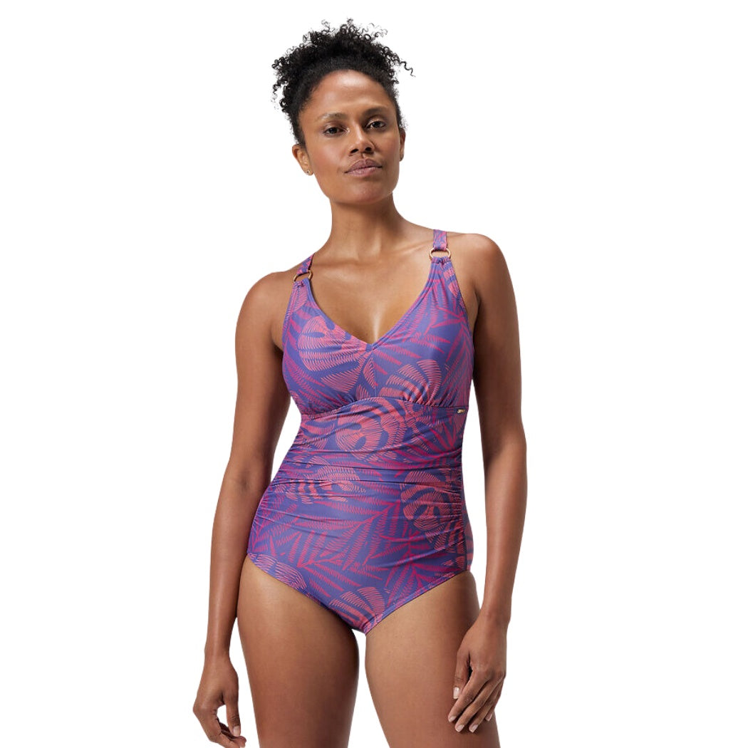 Speedo Womens Shaping V-Neck One Piece Blue