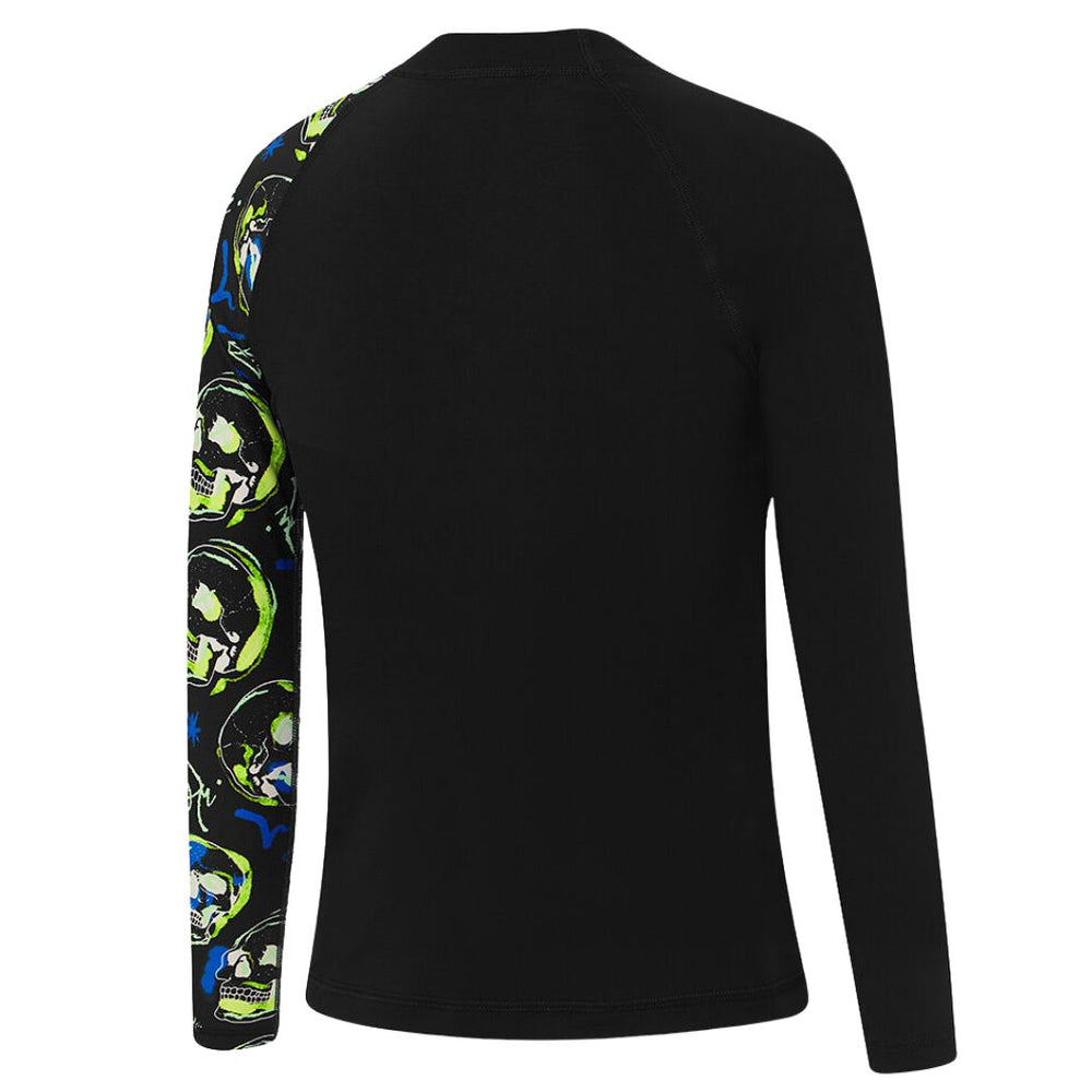 Speedo Boys LS Tech Panel Rash Shirt Black