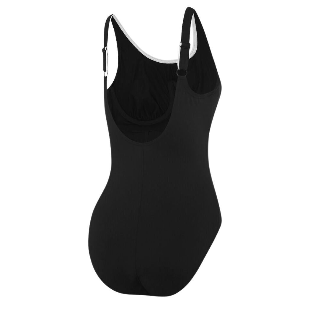 Speedo Concealed D Cup Tank One Piece AF Black White