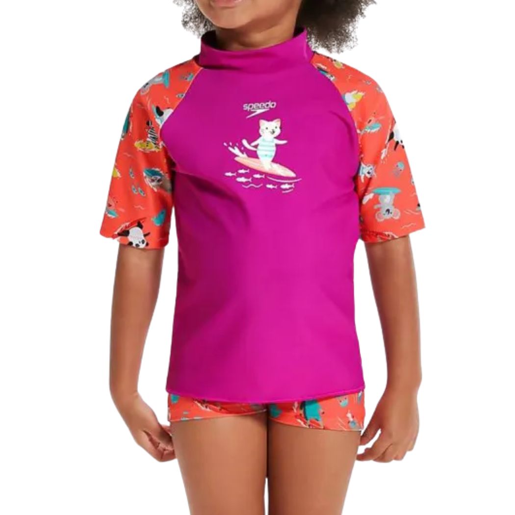Speedo Girls Digital Short Sleeve Rashie Set