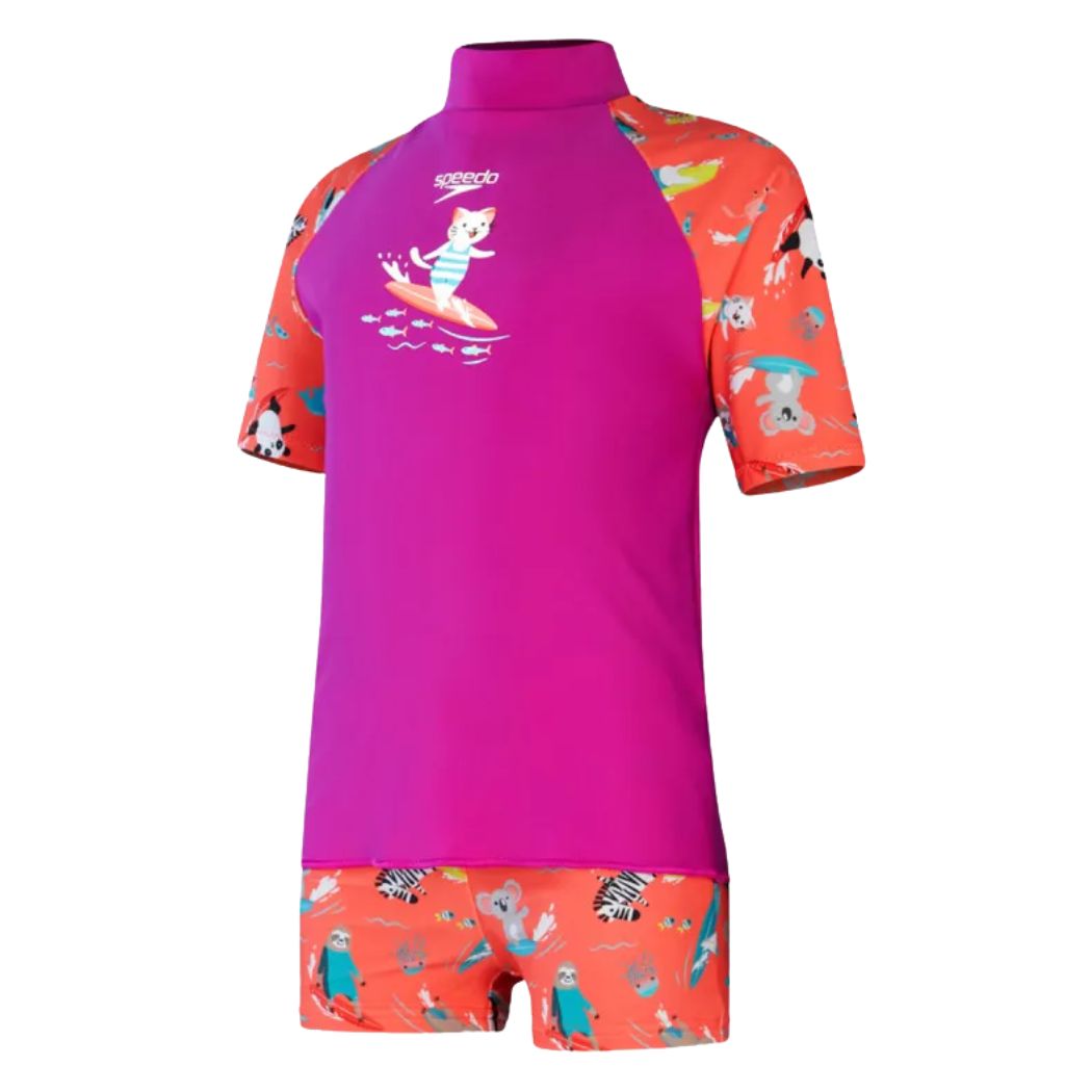 Speedo Girls Digital Short Sleeve Rashie Set