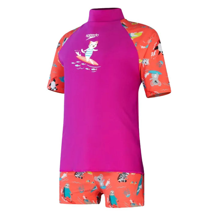 Speedo Girls Digital Short Sleeve Rashie Set