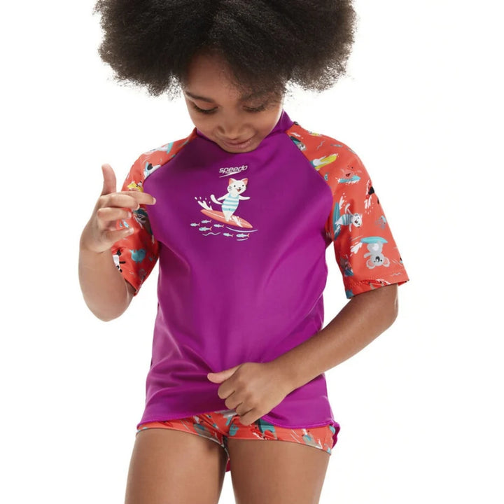 Speedo Girls Digital Short Sleeve Rashie Set