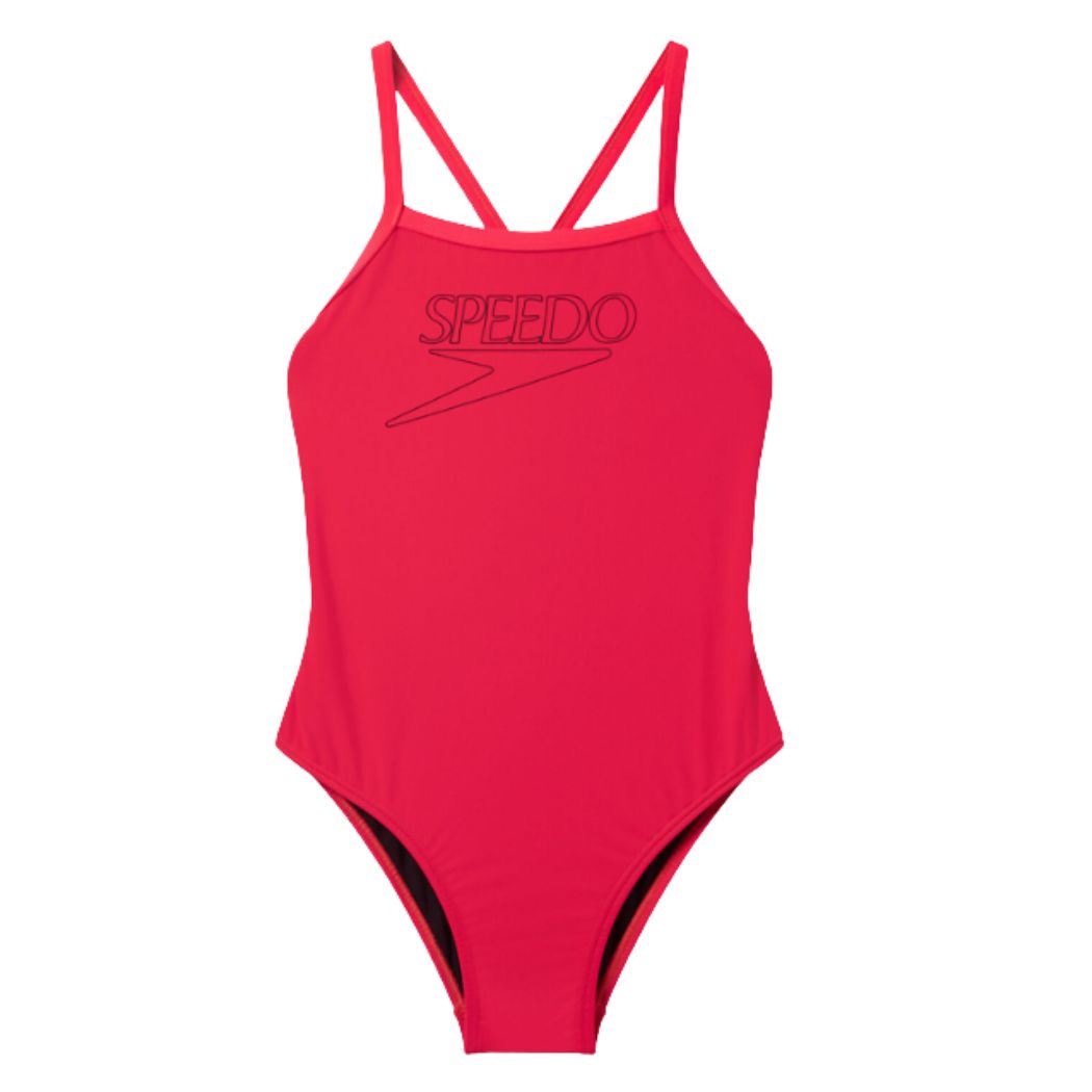 Speedo Girls Endurance+ Logo Thinstrap One Piece Post It Pink