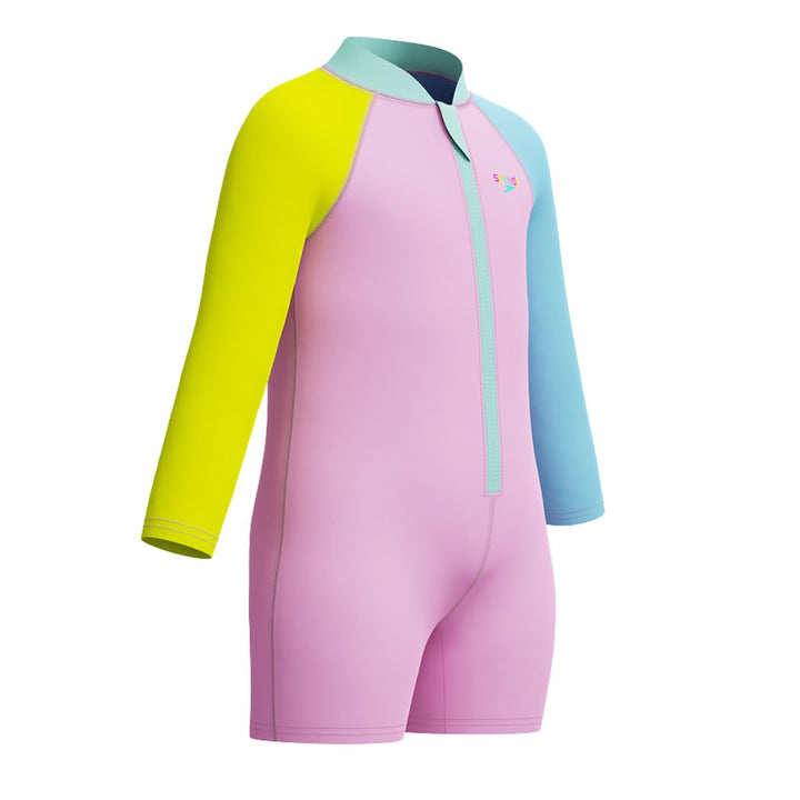 Speedo Girls Long Sleeve Zip Sunsuit Strawberry Crepe