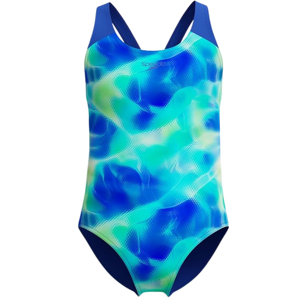 Speedo Girls Print Splashback One Piece Mayan Blue Deep Sapphire