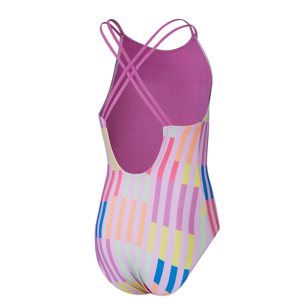 Speedo Girls Printed Twinstrap One Piece Kiki Pink 