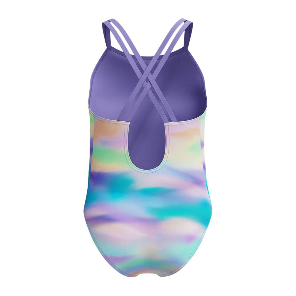 Speedo Girls Printed Twinstrap One Piece Purple Fog