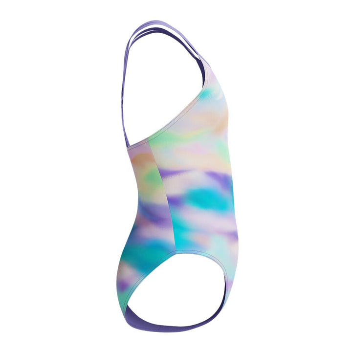 Speedo Girls Printed Twinstrap One Piece Purple Fog
