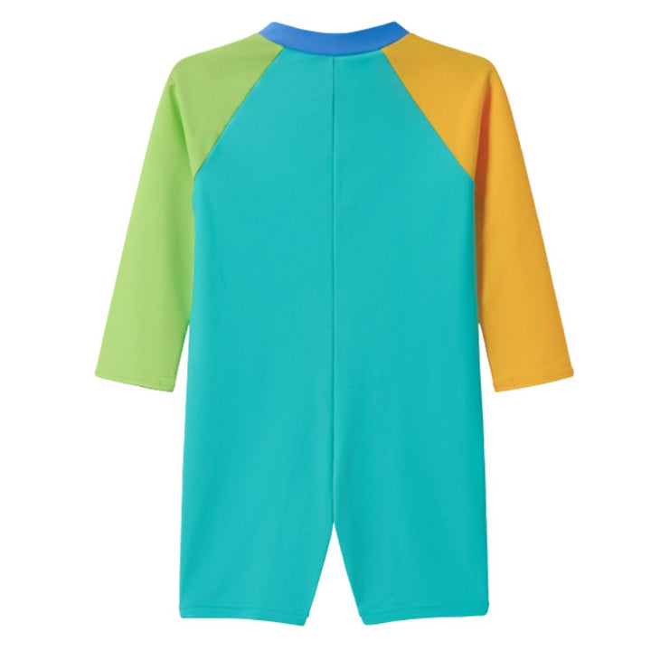 Speedo Toddler Boys Long Sleeve Colourblock Zip One Piece Aqua Breeze