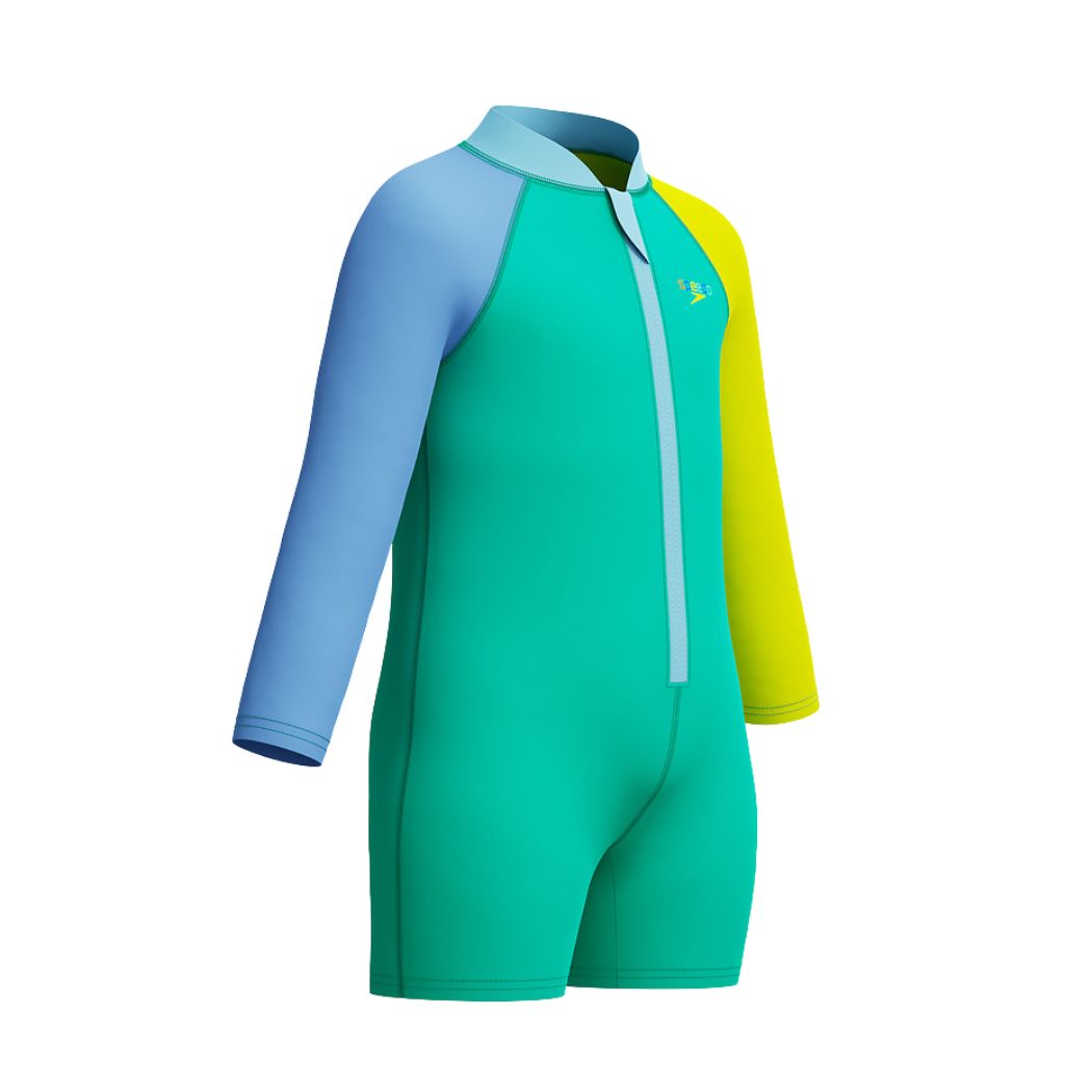 Speedo Toddler Long Sleeve Zip Sunsuit Marine Teal