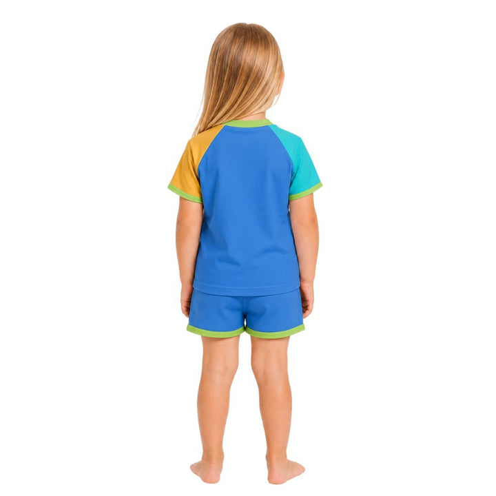 Speedo Toddler Unisex Short Sleeve Rash Guard Set Blue Green
