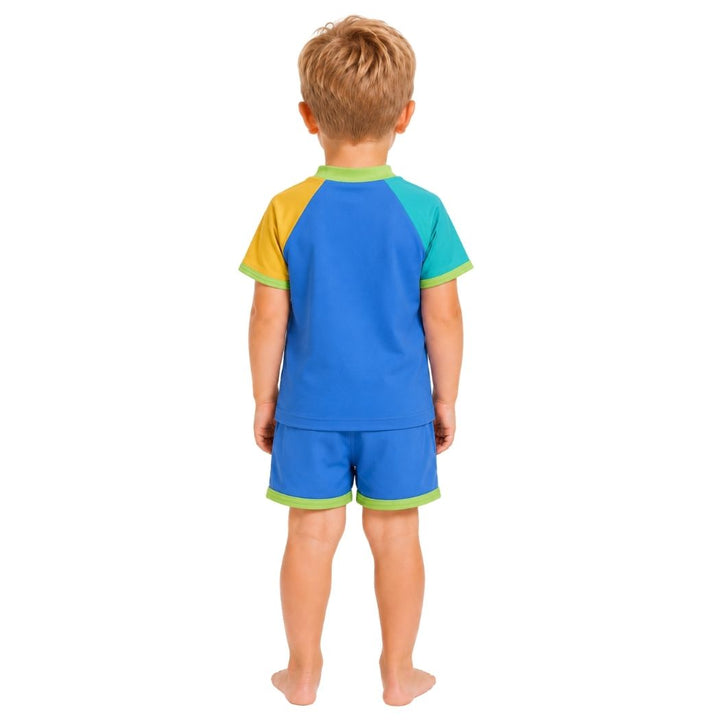 Speedo Toddler Unisex Short Sleeve Rash Guard Set Blue Green