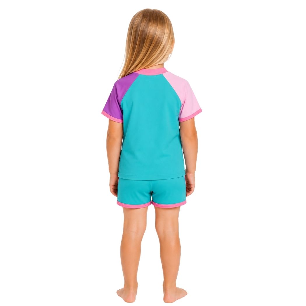Speedo Toddler Unisex Short Sleeve Rash Guard Set Turquoise