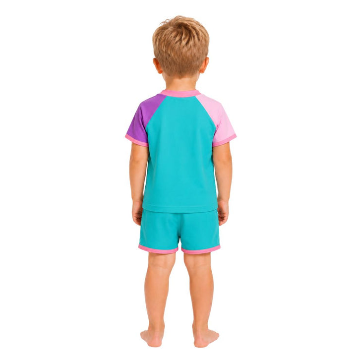 Speedo Toddler Unisex Short Sleeve Rash Guard Set Turquoise