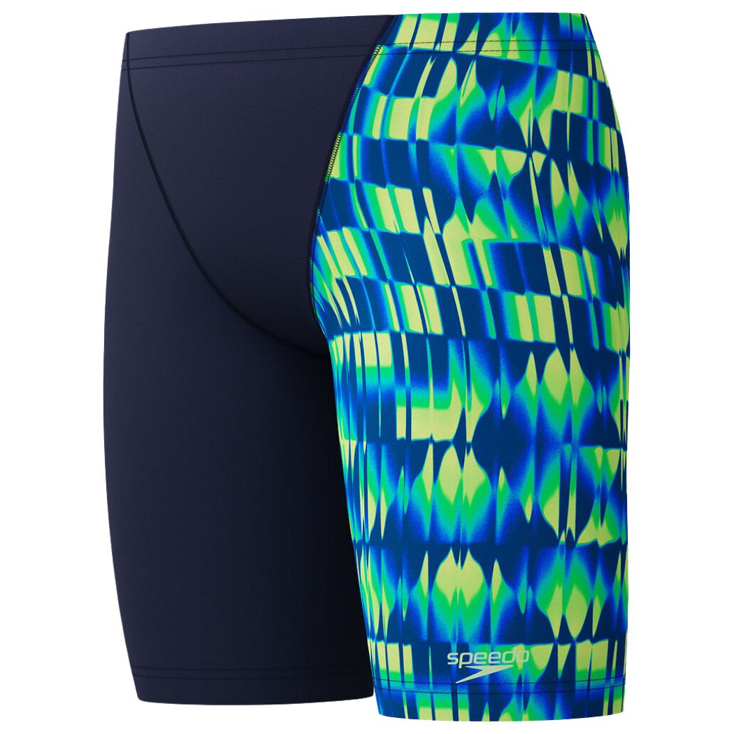 Speedo V Cut Print Jammer Boys Navy Green
