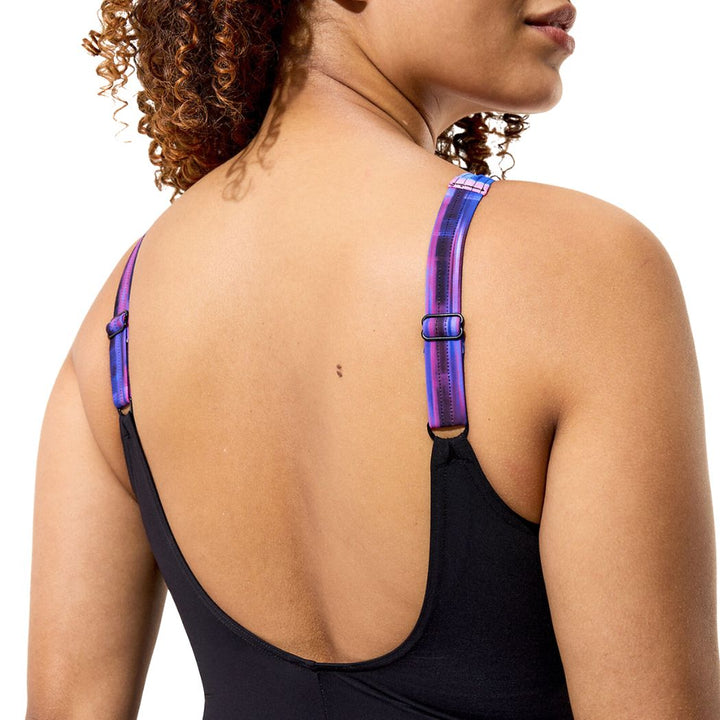 Speedo Womens Print Luna Lustre Swimsuit Black
