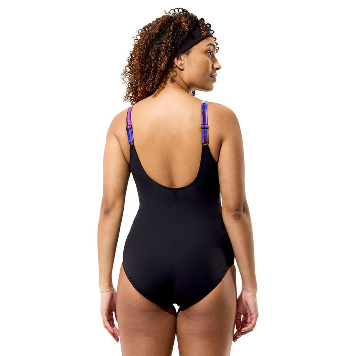 Speedo Womens Print Luna Lustre Swimsuit Black