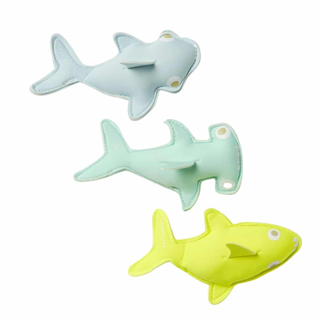 Sunnylife Salty The Shark Dive Buddies Aqua Neon Yellow Set Of 3