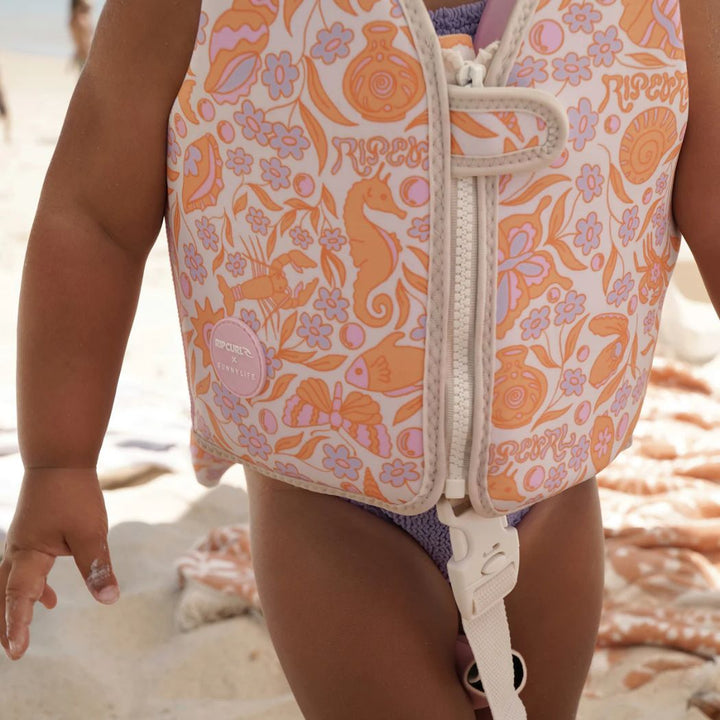 Sunnylife X Rip Curl Kids Swim Vest 1-2 Ocean Magic Pink 3D