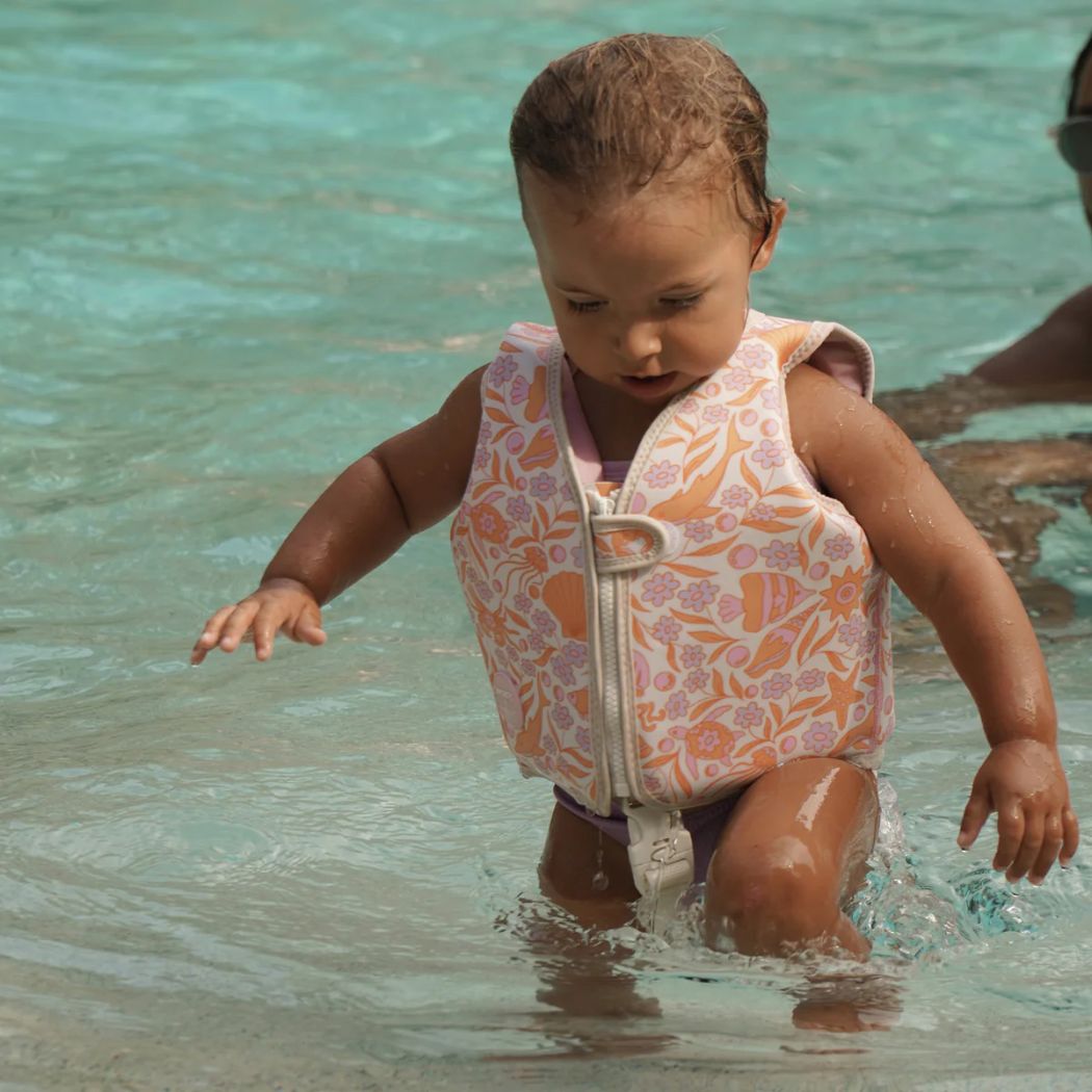 Sunnylife X Rip Curl Kids Swim Vest 1-2 Ocean Magic Pink 3D