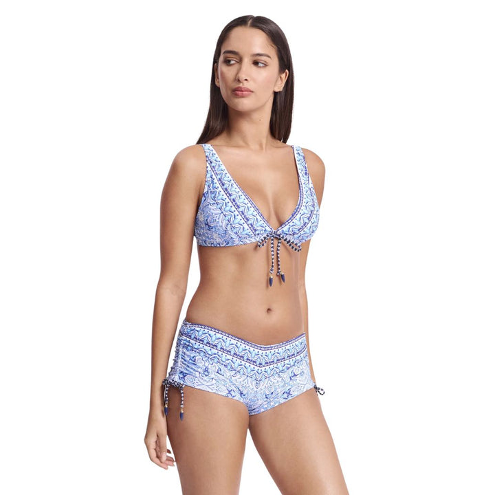 Sunseeker Cowboy Tie Front Bra Blue