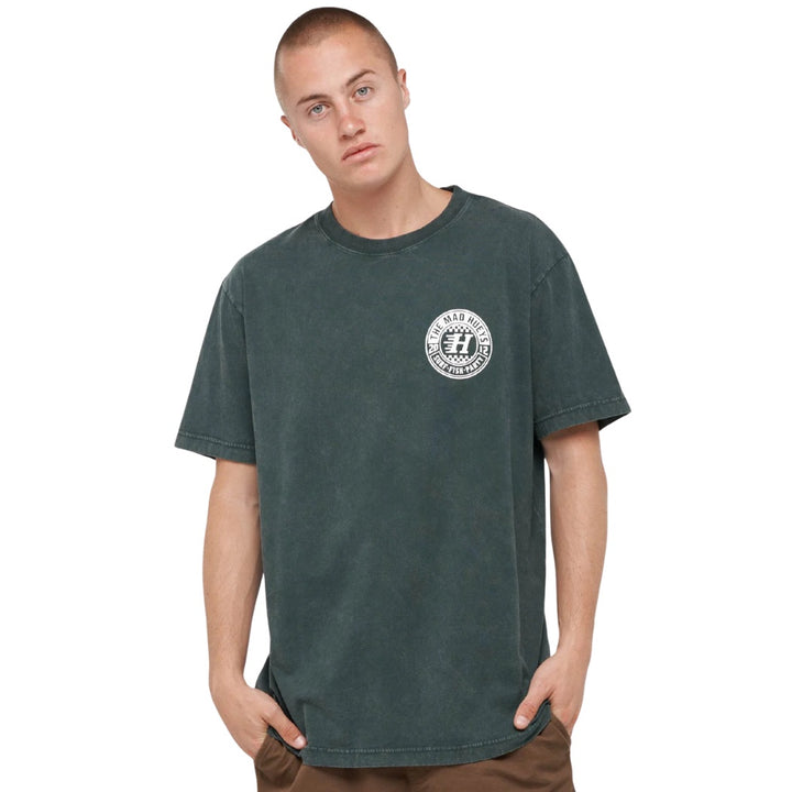 The Mad Hueys Checker Hueys Tee Pine Green Washed