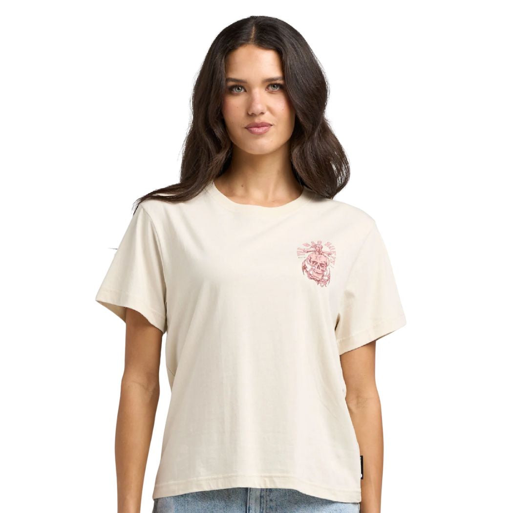 The Mad Hueys Rope Skull Anchor Womens Tee Stone