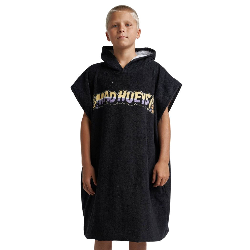 The Mad Hueys Surfing Hueys Youth Hooded Towel Black
