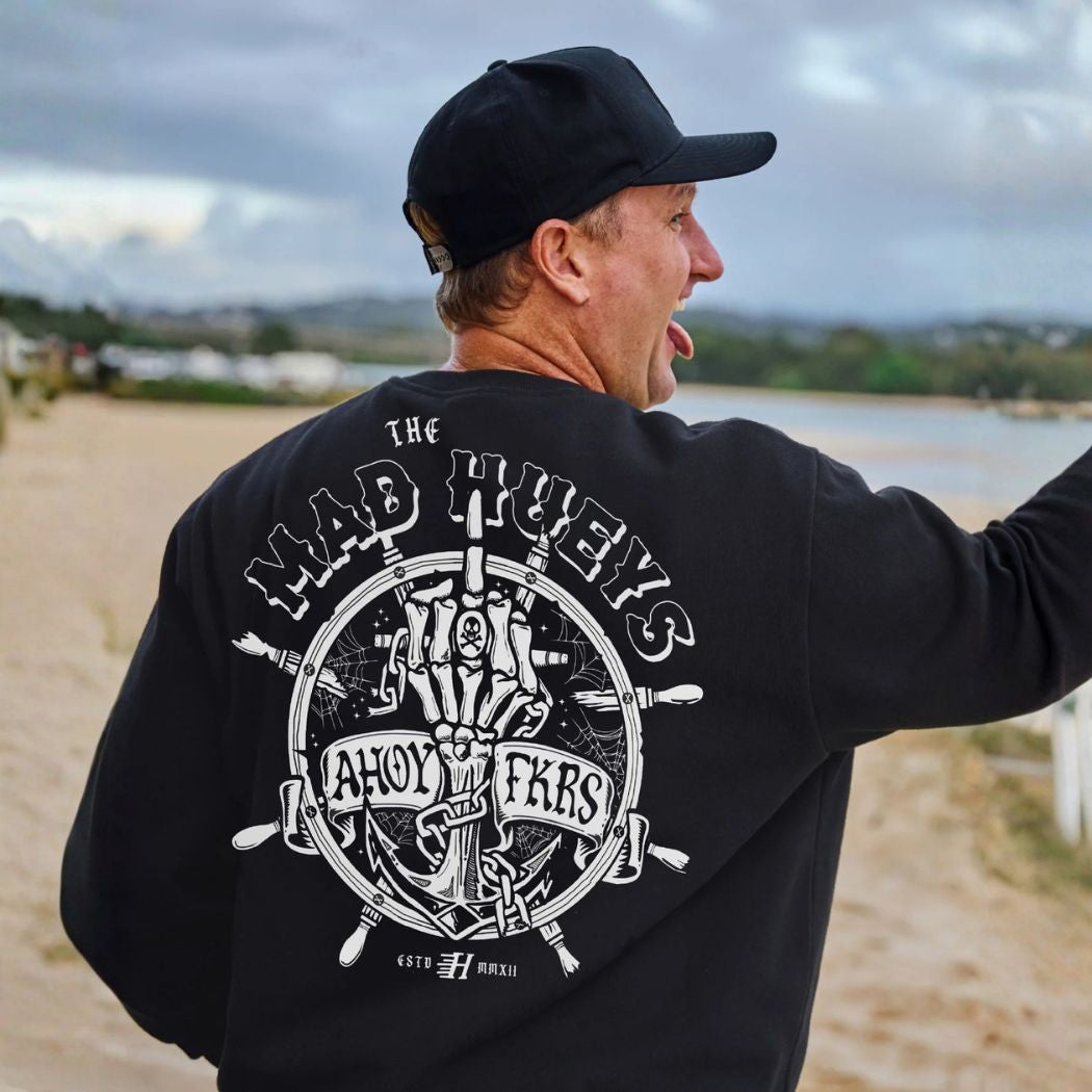 The Mad Hueys Chain Fkrs Crew Washed Black