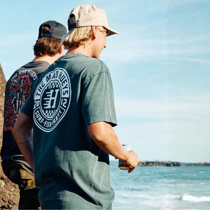 The Mad Hueys Checker Hueys Tee Pine Green Washed