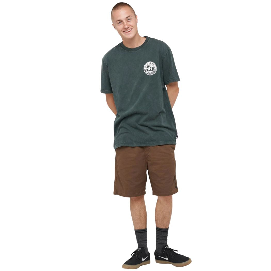The Mad Hueys Checker Hueys Tee Pine Green Washed