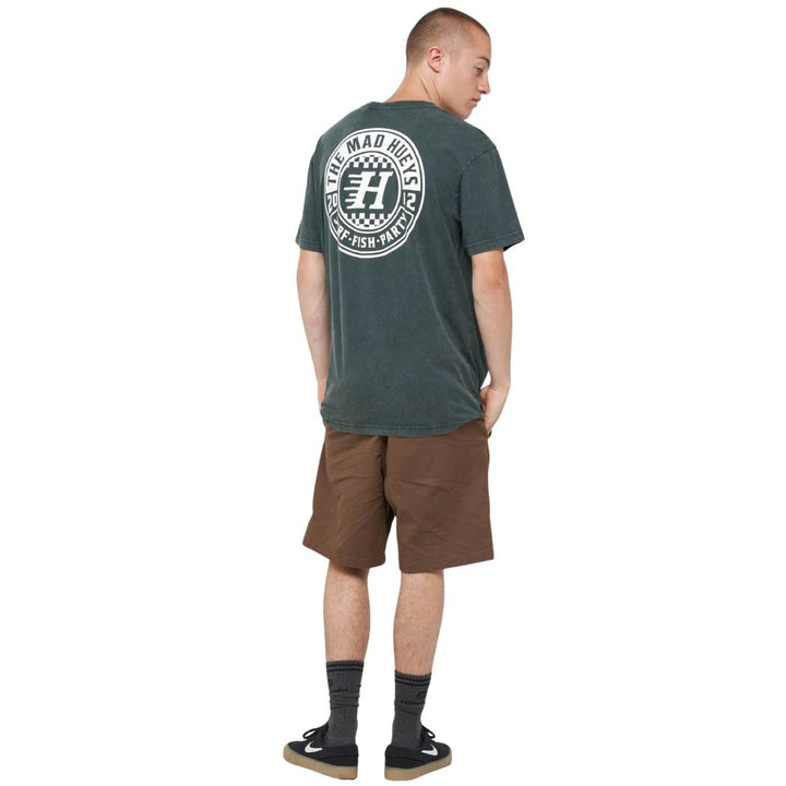 The Mad Hueys Checker Hueys Tee Pine Green Washed