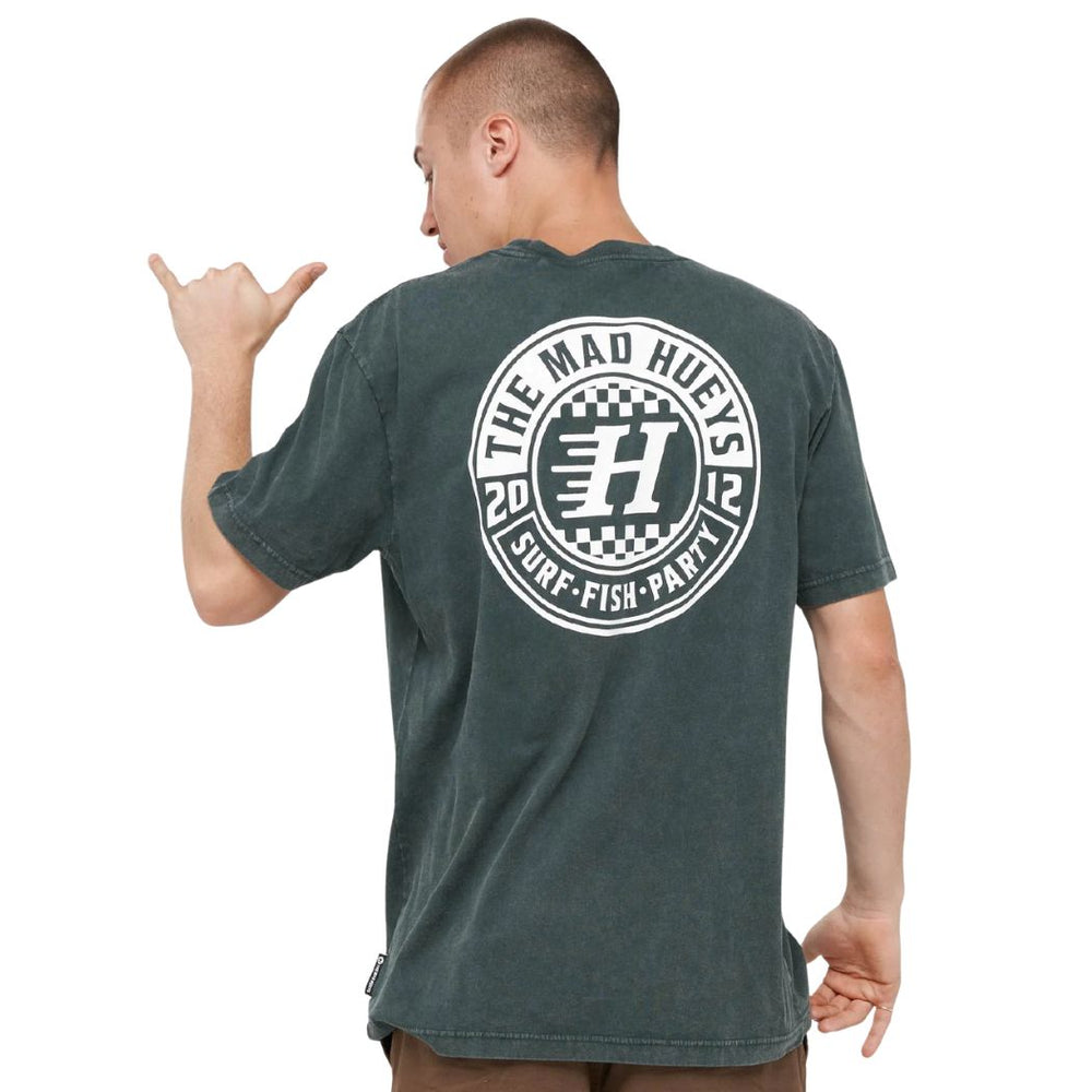 The Mad Hueys Checker Hueys Tee Pine Green Washed