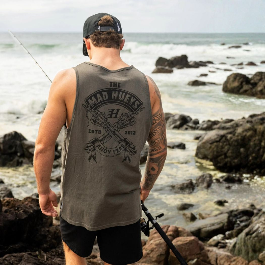 The Mad Hueys Fkrs Ahoy Tank Charcoal