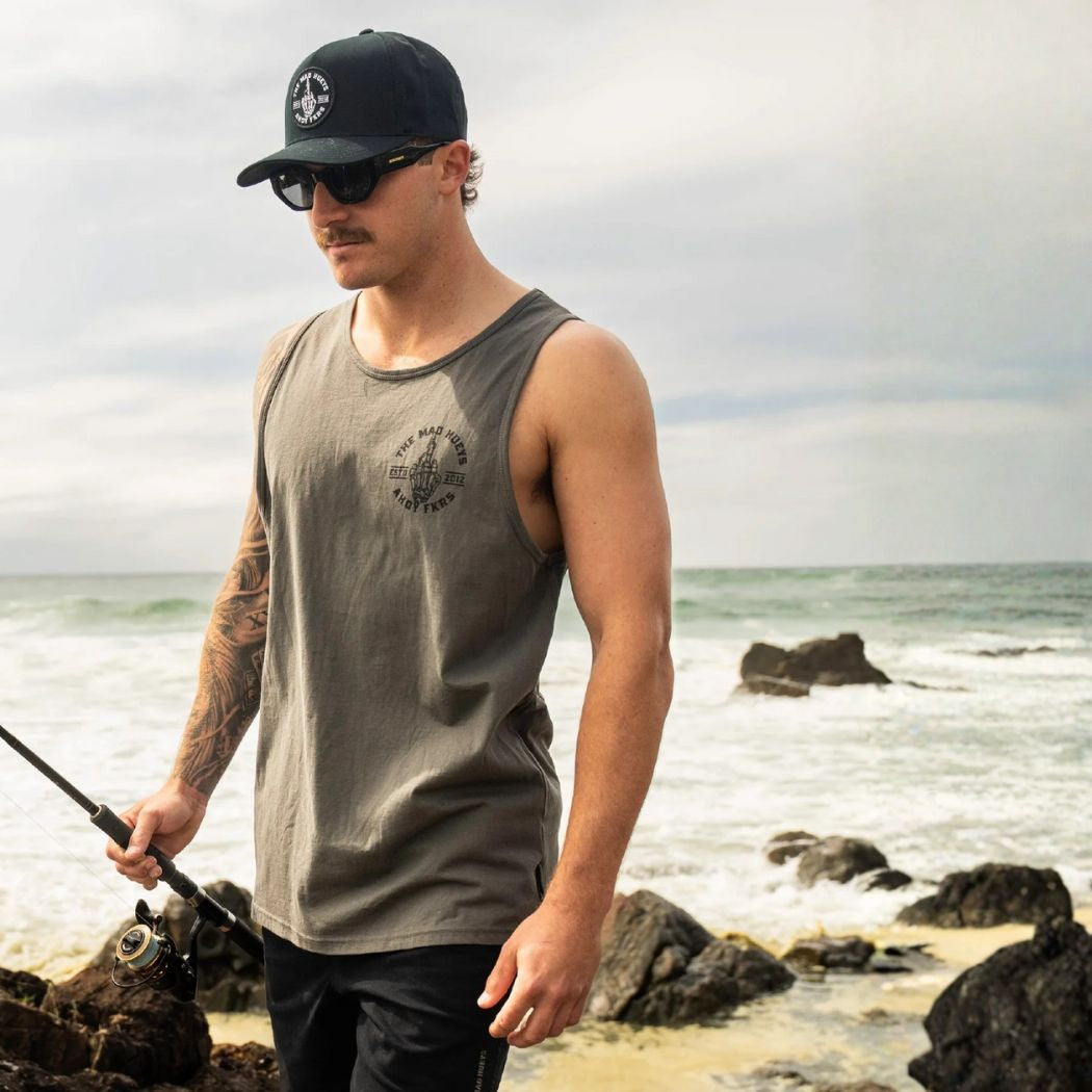 The Mad Hueys Fkrs Ahoy Tank Charcoal